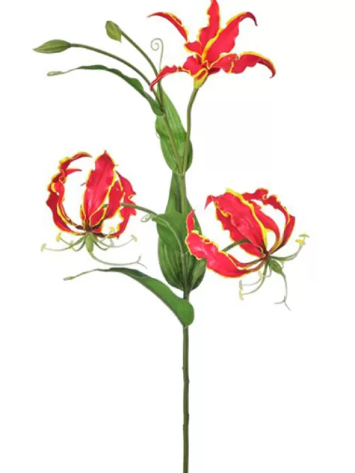 New Gloriosa Lily W/ Buds 30 In. Red Silk Lilies