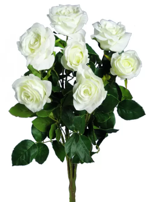 Fashion Rose Bush 21.5 In. Cream Silk Roses